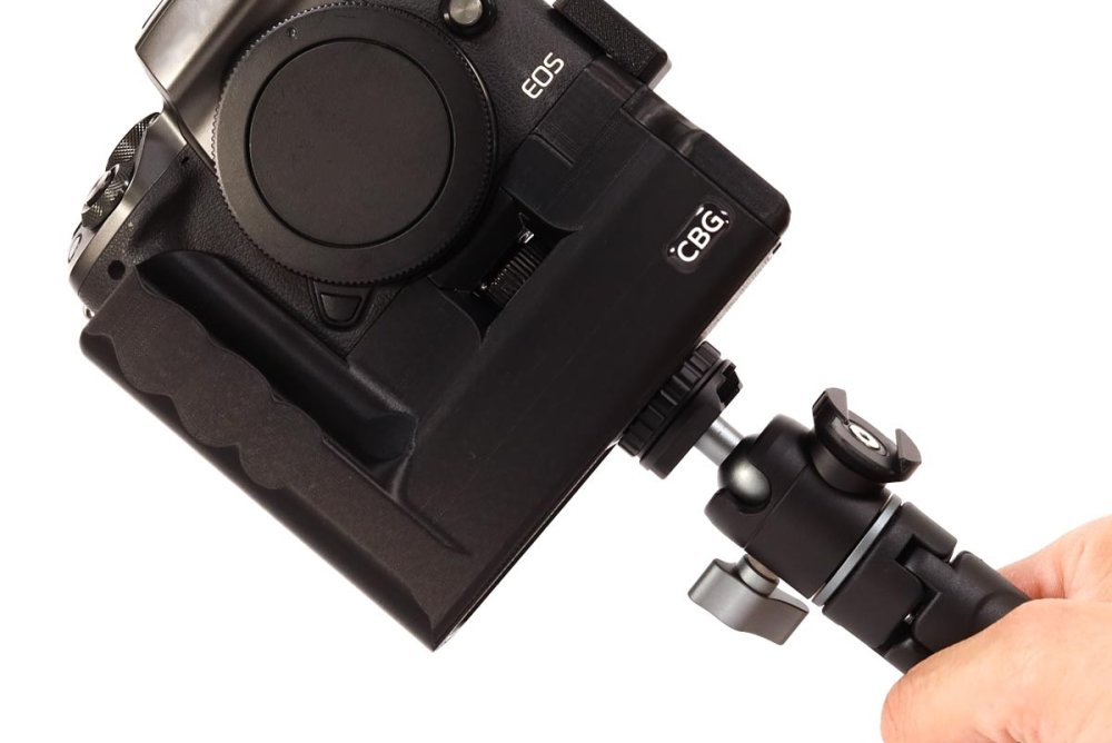 Battery Grip with extra cold shoe for Canon EOS M5 by CustomBatteryGrips