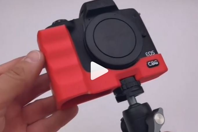 Red version of Extension Grip for Canon EOS M50 and M50 mark II